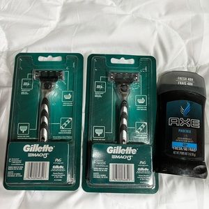 Bundle 2 Gillette MACH3 men’s Razor. 1 AXE‎ Fhoenix Deodorant